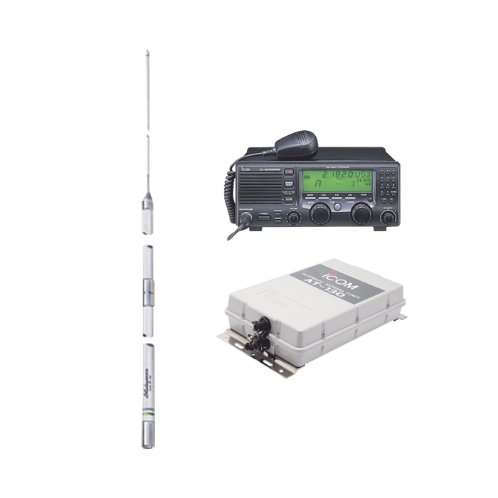Kit de radio IC-M700pro con sintonizador de antena AT-130 y antena HF Shakespeare 393