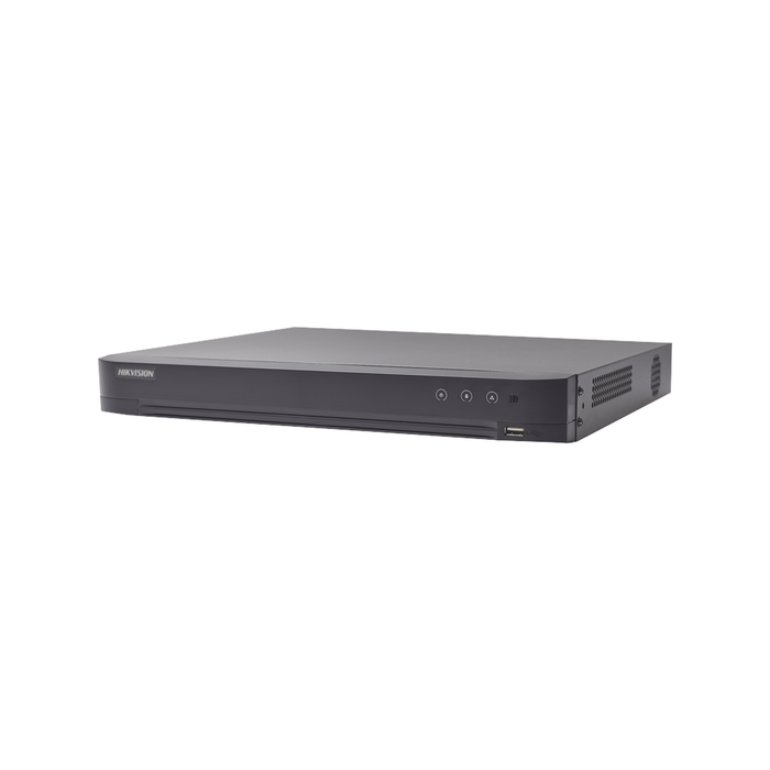 DVR 16 Canales TurboHD + 8 Canales IP / 4 Megapixel / Acusense (Evita Falsas Alarmas) / Audio por Coaxitron / Salidas de Video VGA y HDMI Independientes / 1 Bahía de Disco Duro / H.265+