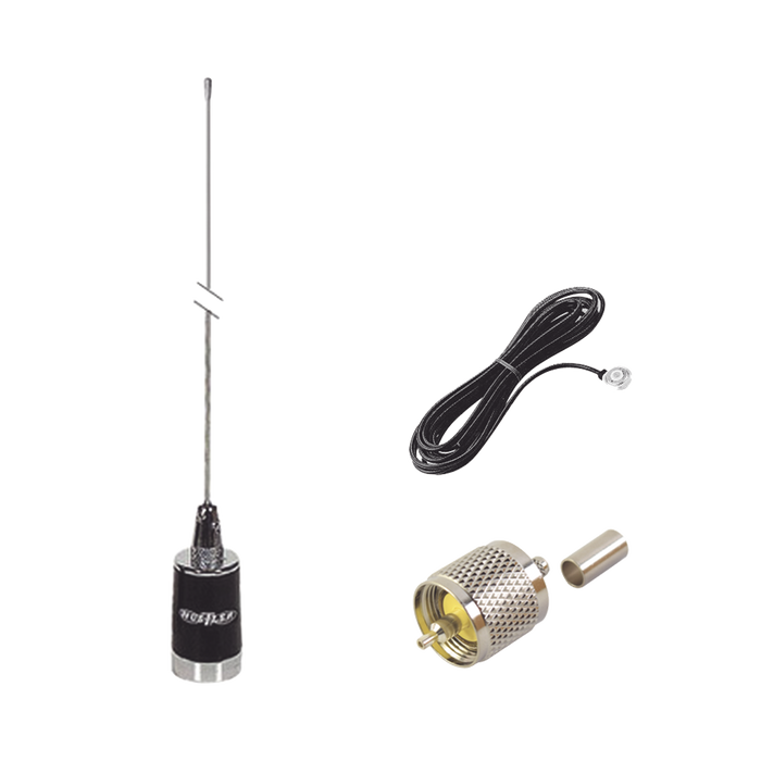 kit de antena móvil de 3dB de Ganancia  en VHF 148-174 MHZ, Incluye LMG150 + CHMB + RFU505