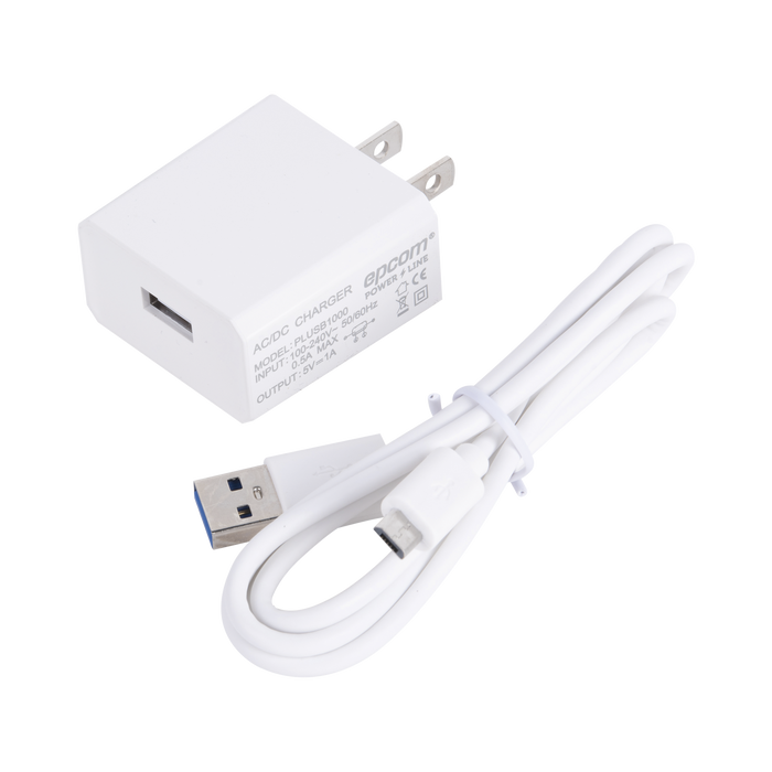 Cargador Micro-USB Profesional de 1 Puerto / 5 VCC / 1 Amper Para Smartphones y Tablets / Voltaje de Entrada de 100-240 VCA