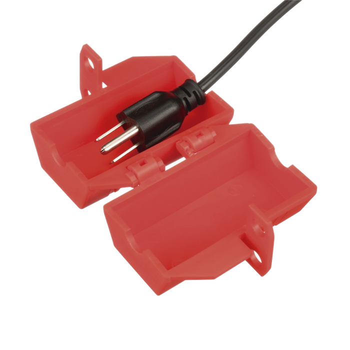 Dispositivo de Bloqueo Para Enchufes de 120 Vca, Fabricado con Polipropileno, Color Rojo