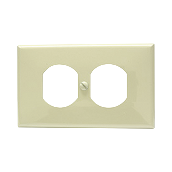 Placa de plástico para contacto dúplex color marfil.