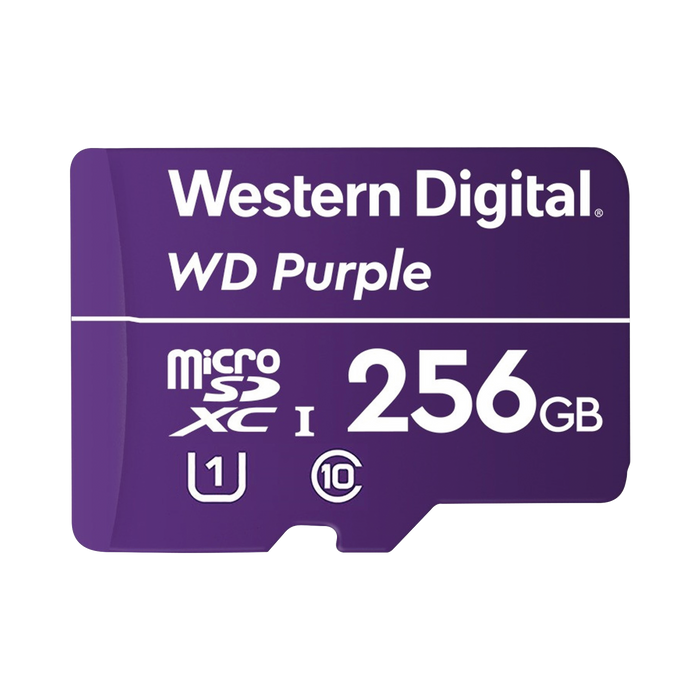 Memoria microSD de 256 GB PURPLE, Especializada Para Videovigilancia, 10 VECES MAYOR DURACIÓN, 3 AÑOS DE GARANTIA