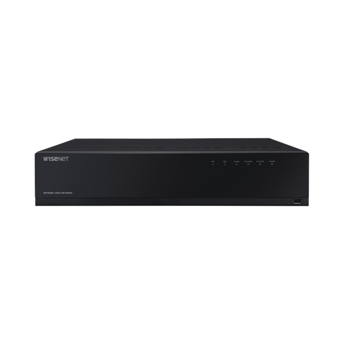 NVR de 12 Megapíxel con Wisenet Wave Embebido / Incluye 4 Licencias / 8TB Incluidos / 16 canales / 16 puertos PoE+ / H.265 & WiseStream / E/S de alarma
